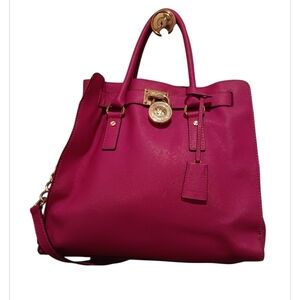 Michael Kors Fuchsia Tote with Gold Accents